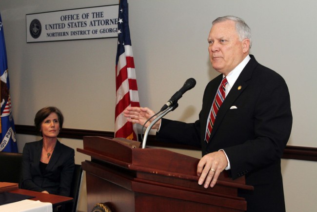 Governor Deal speaking at a Reentry Summit with U.S. Attorney Sally Yates on Feb. 5, 2014. Image credit: Georgia.Gov, Office of the Governor.